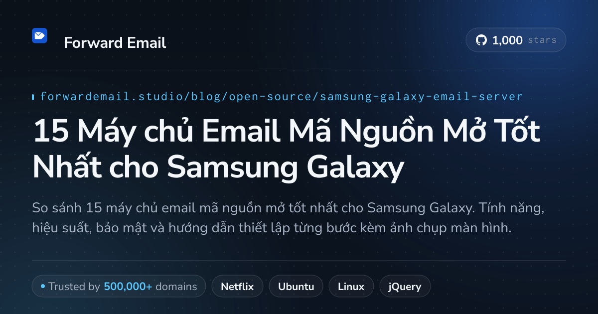 15 Máy chủ Email Mã Nguồn Mở Tốt Nhất cho Samsung Galaxy 2026