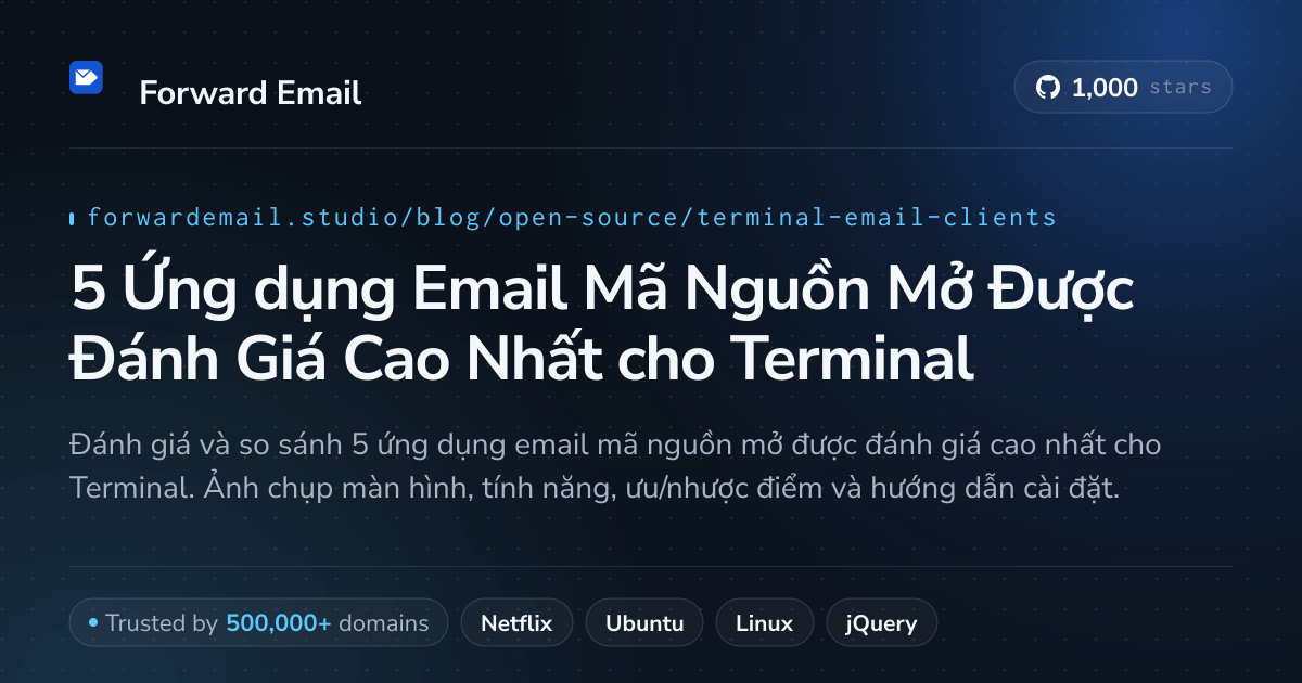 5 Ứng dụng Email Mã Nguồn Mở Được Đánh Giá Cao Nhất cho Terminal 2026