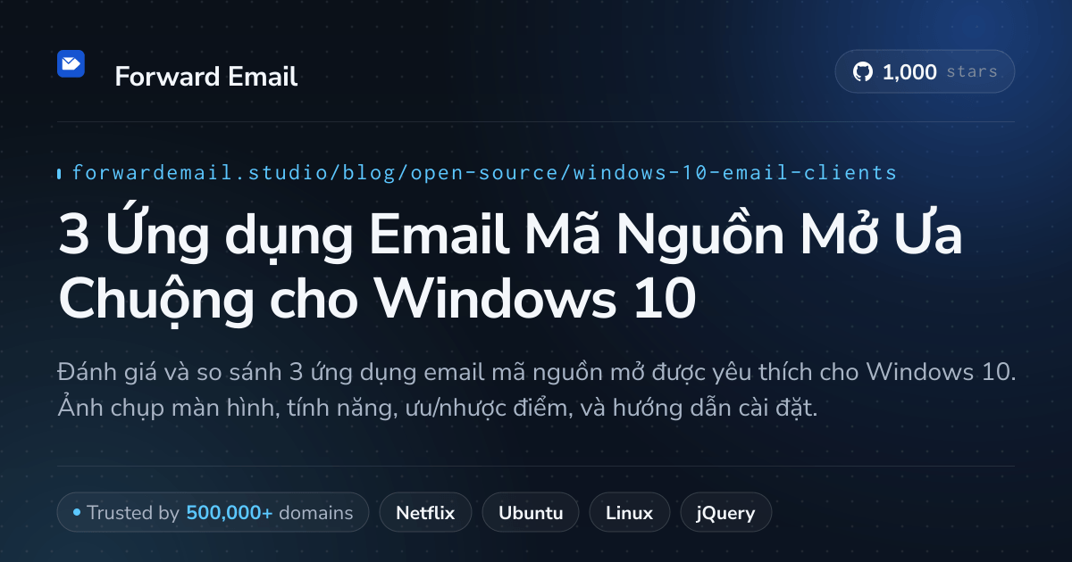 3 Ứng dụng Email Mã Nguồn Mở Ưa Chuộng cho Windows 10 2026