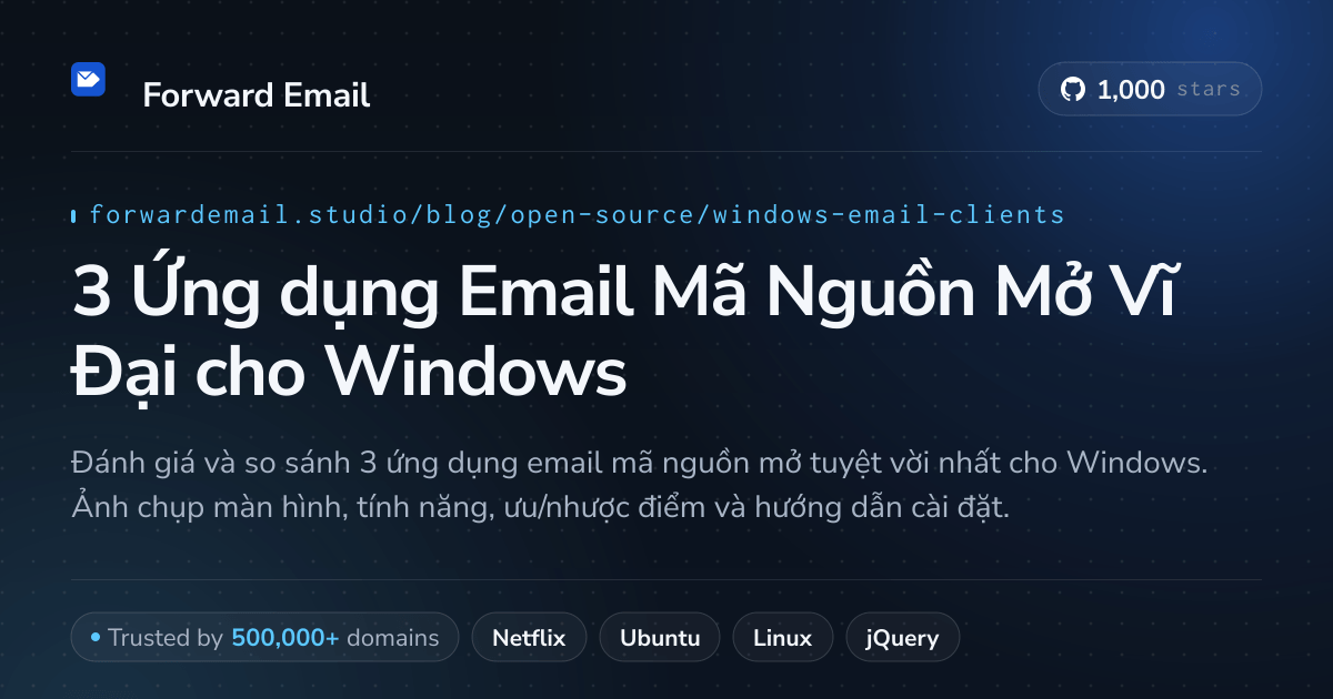 3 Ứng dụng Email Mã Nguồn Mở Vĩ Đại cho Windows 2026