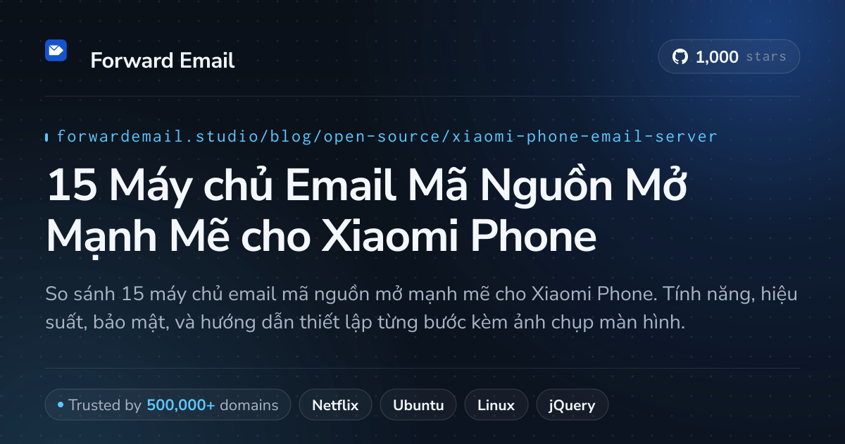 15 Máy chủ Email Mã Nguồn Mở Mạnh Mẽ cho Xiaomi Phone 2026
