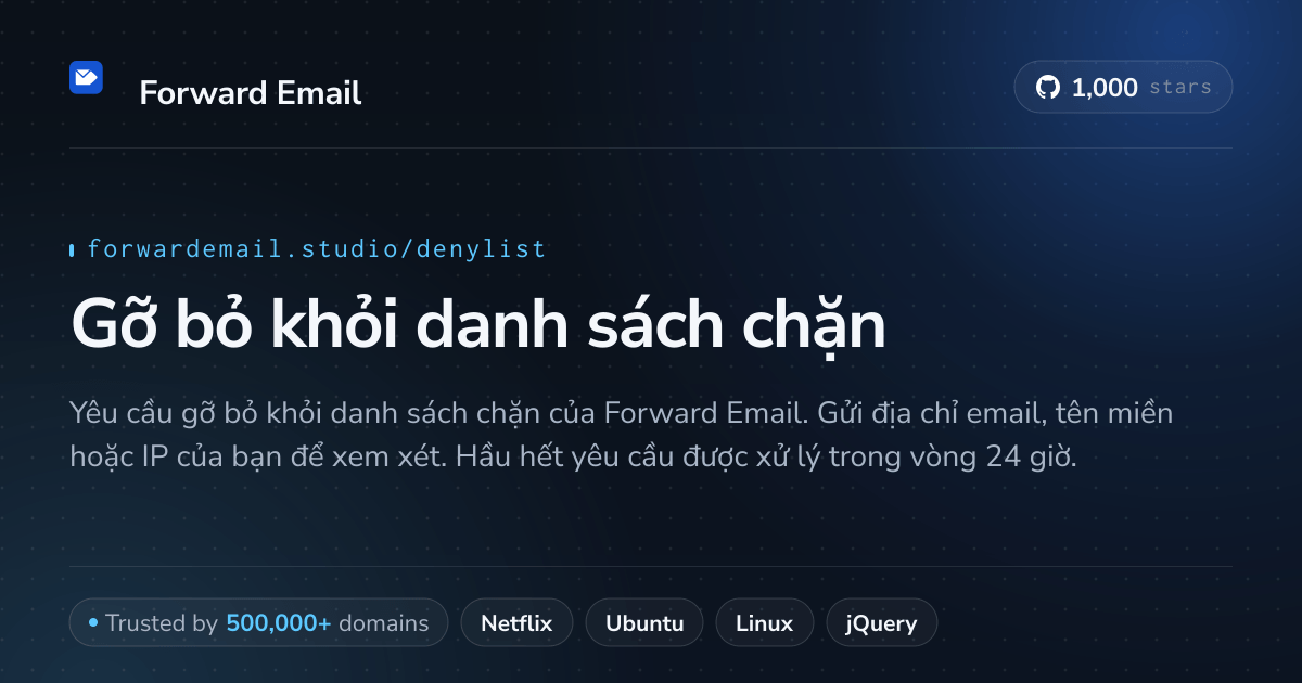 Gỡ bỏ khỏi danh sách chặn - Mở chặn Email, Tên miền hoặc Địa chỉ IP của bạn